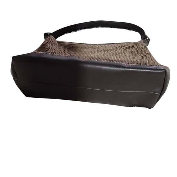 The Sak Baguette Womens Bag, Brown Crocheted Stitched Strap Hard Bottom - Picture 6 of 13